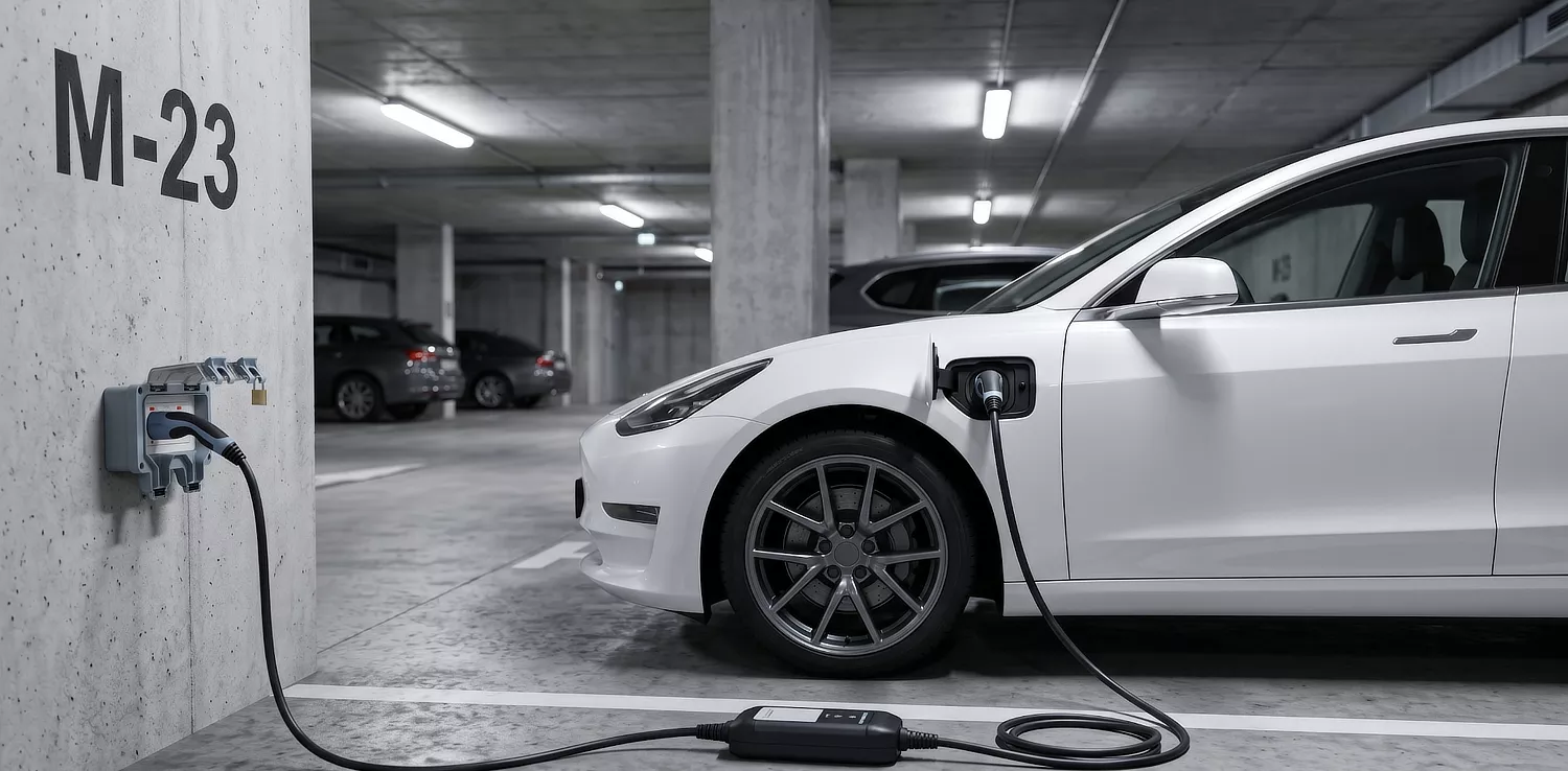 Ładowarki EV w garażu podziemnym